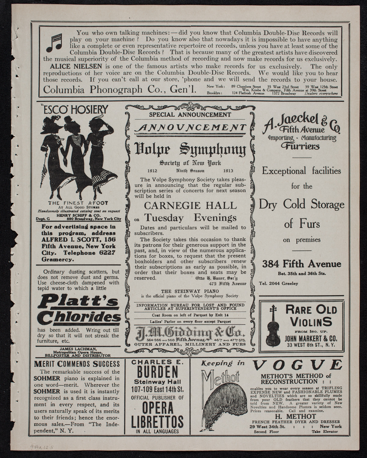 People's Symphony Concert, April 14, 1912, program page 9