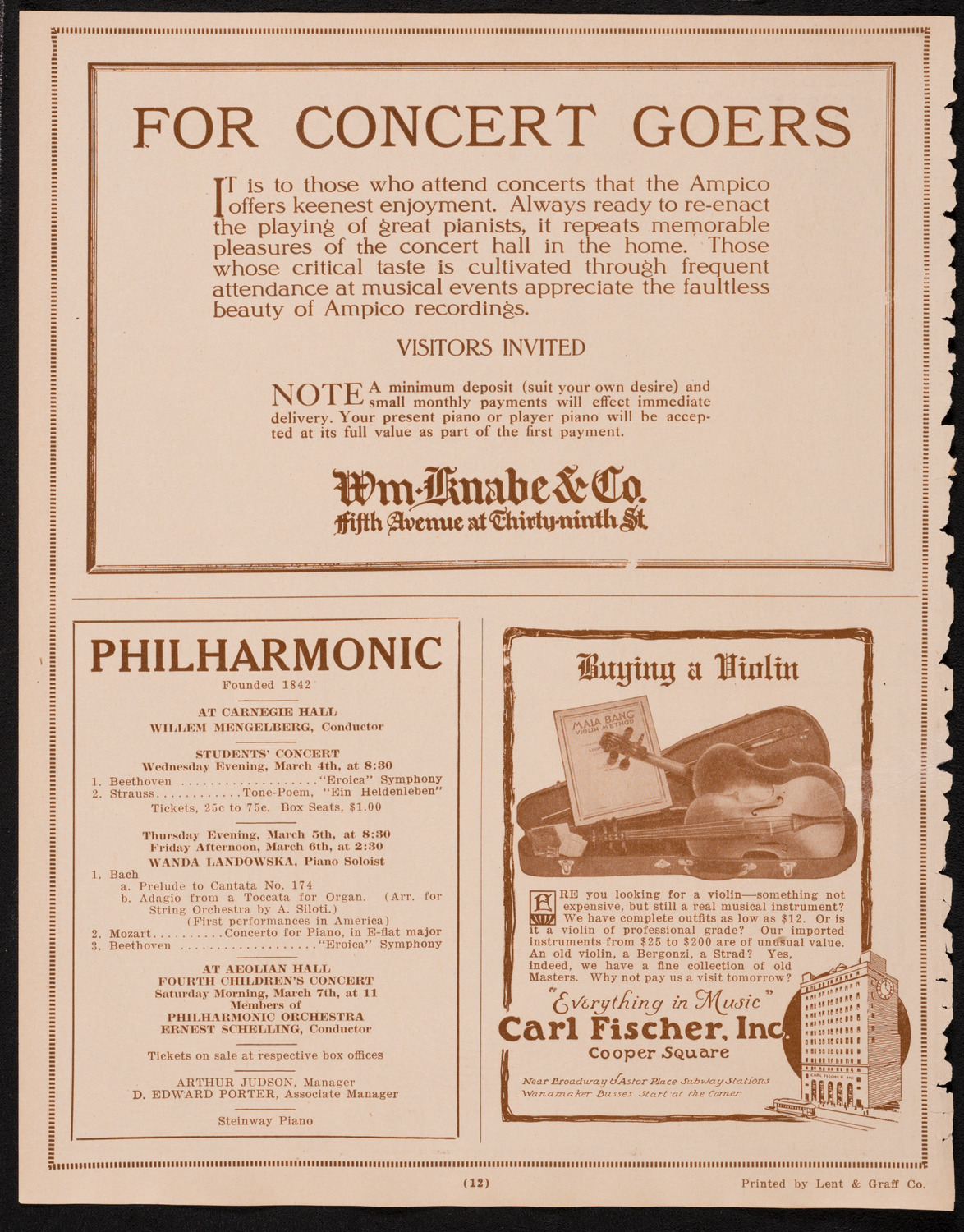 New York Symphony Orchestra, February 27, 1925, program page 12
