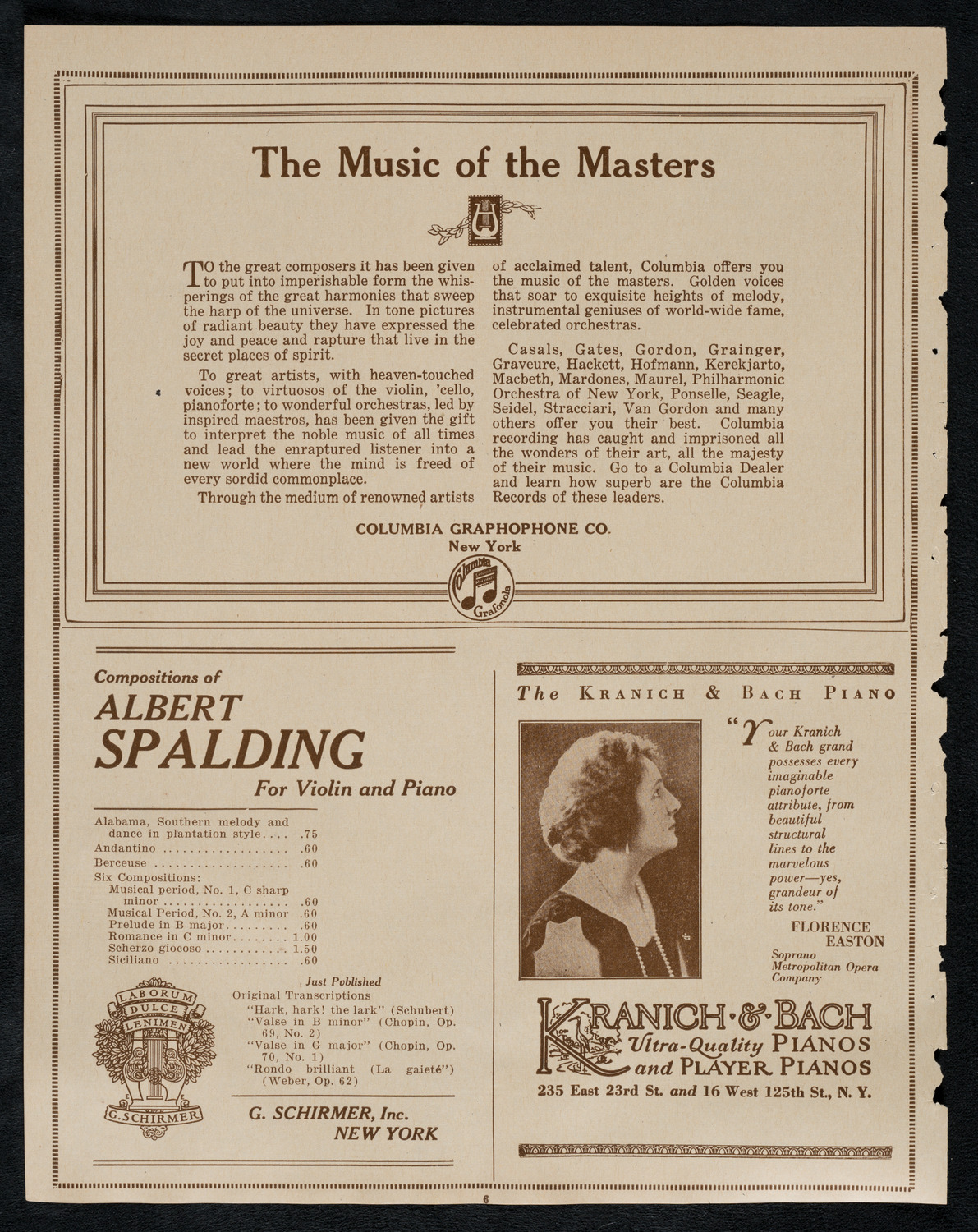 Albert Spalding, Violin, March 18, 1923, program page 6