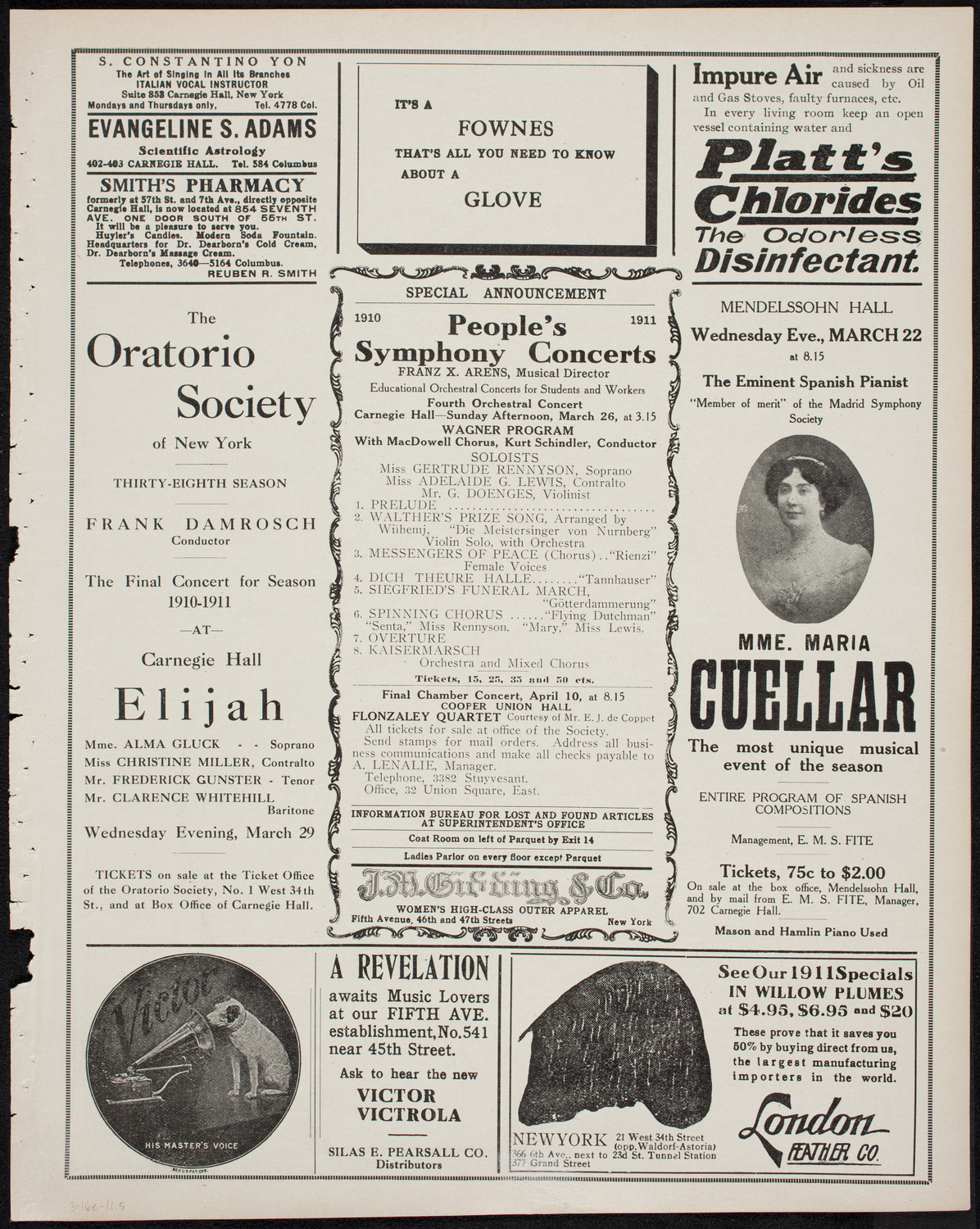 Musical Art Society of New York, March 16, 1911, program page 9