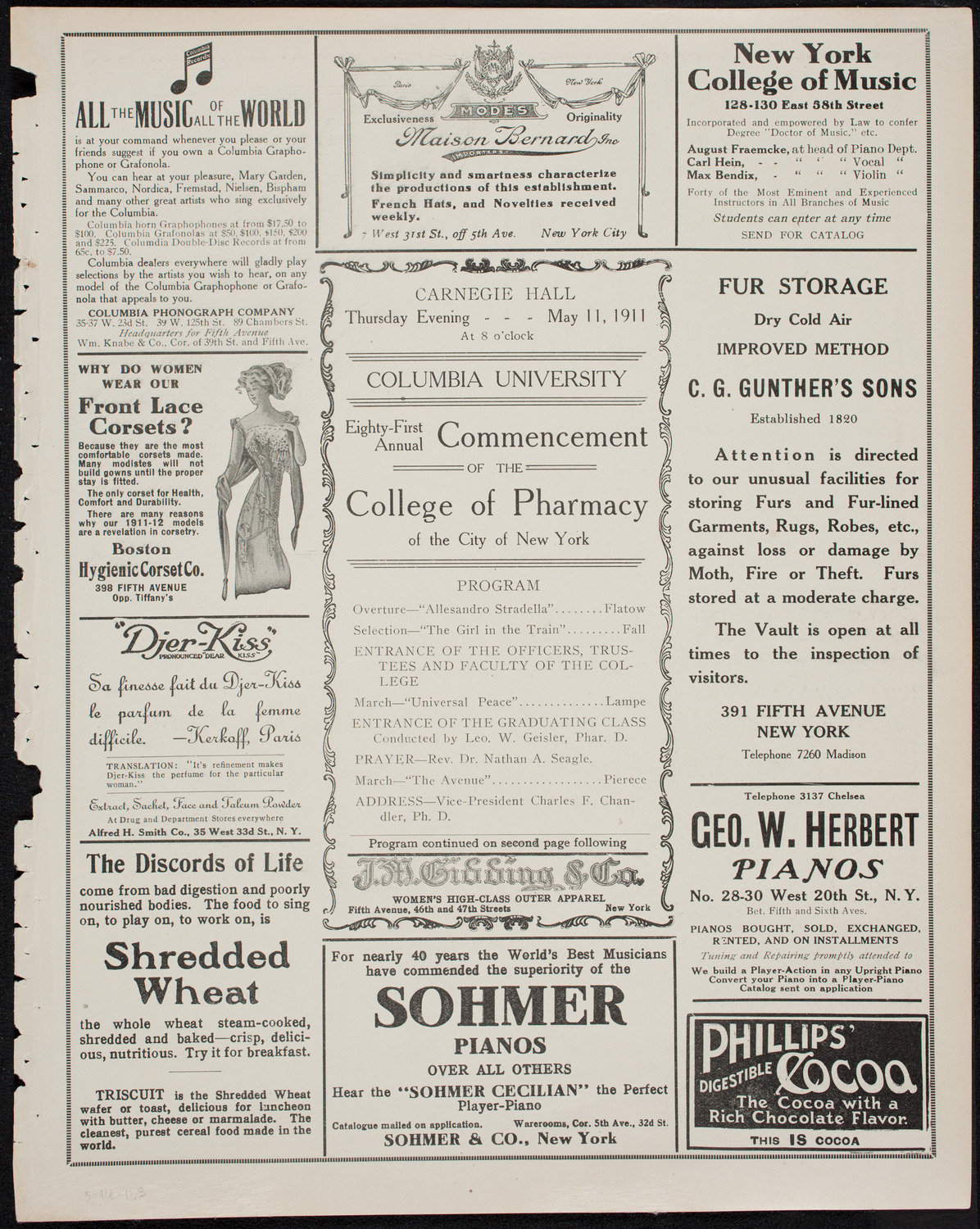 Graduation: College of Pharmacy of the City of New York, May 11, 1911, program page 5