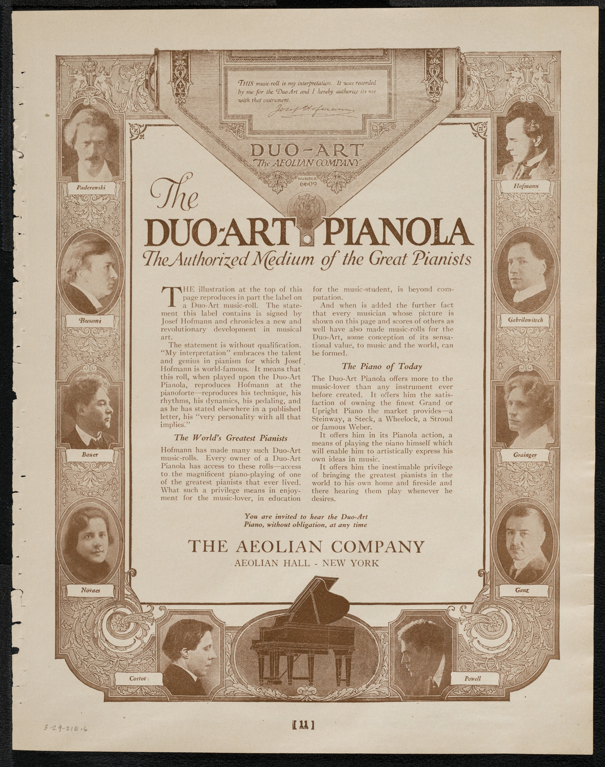 National Association of Harpists, March 29, 1921, program page 11