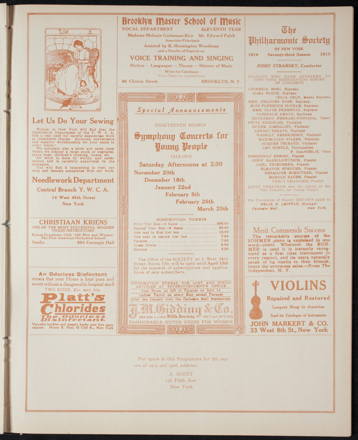 Elena Gerhardt, Soprano, April 10, 1915, program page 9