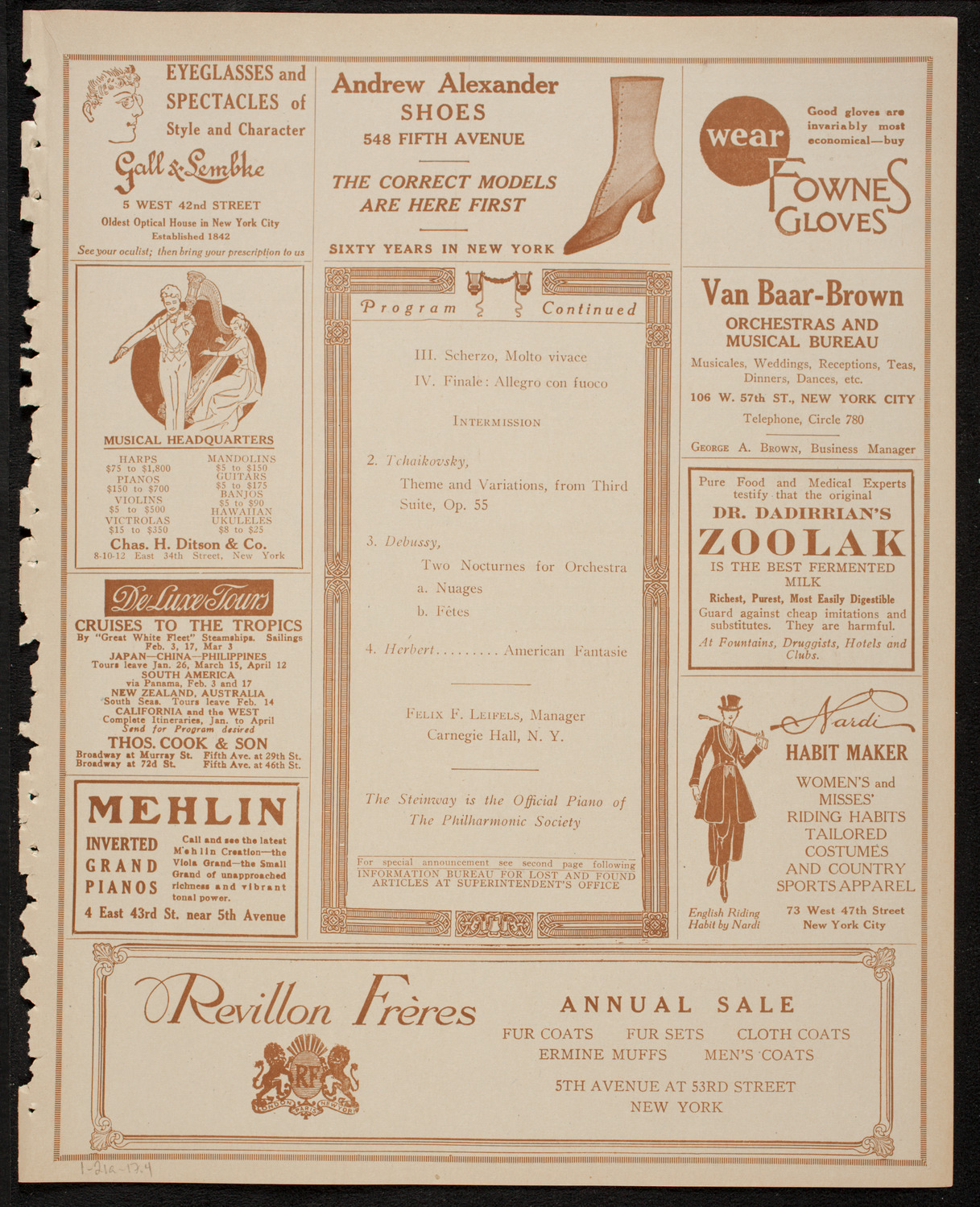 New York Philharmonic, January 21, 1917, program page 7