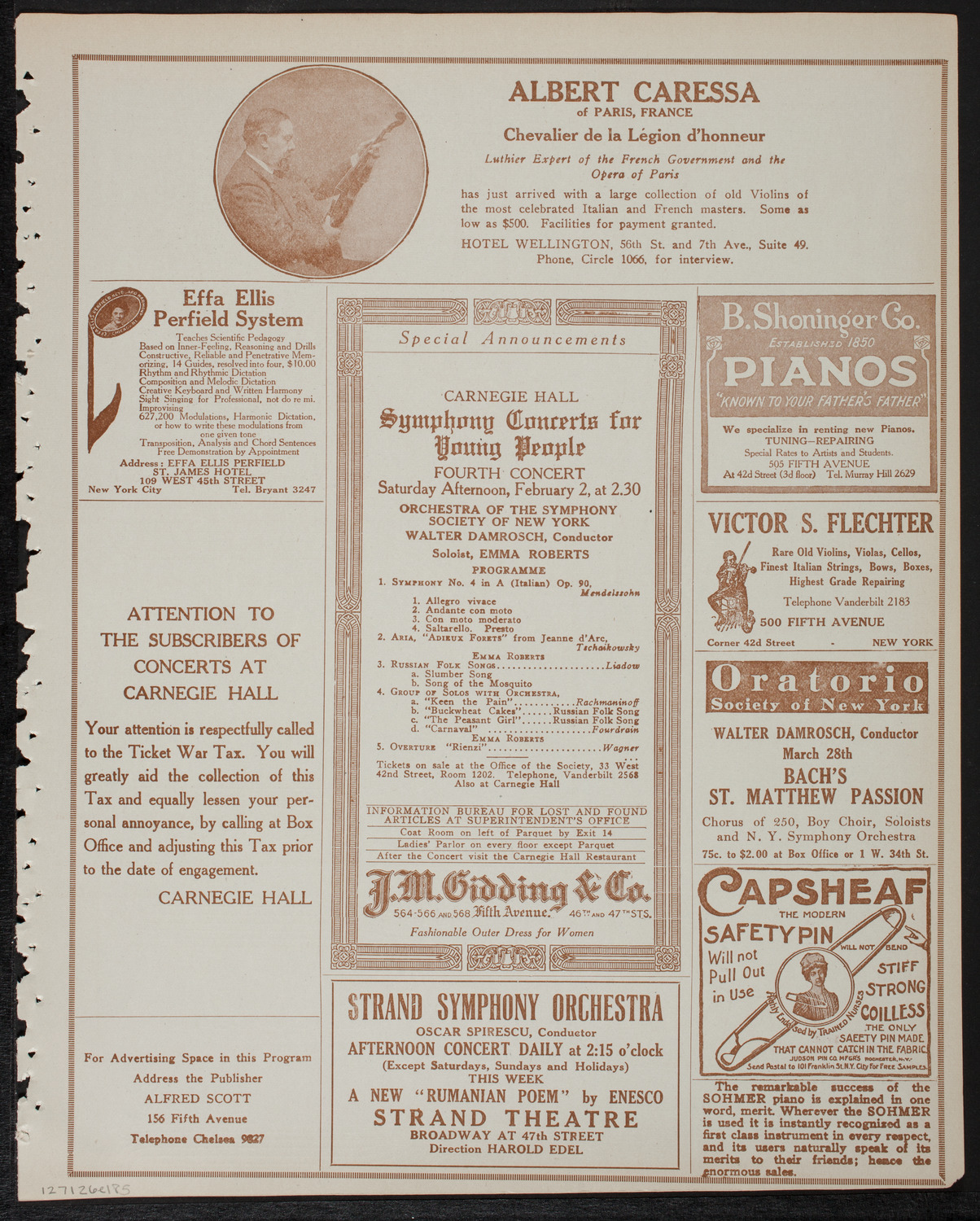 New York Philharmonic, January 26, 1918, program page 9