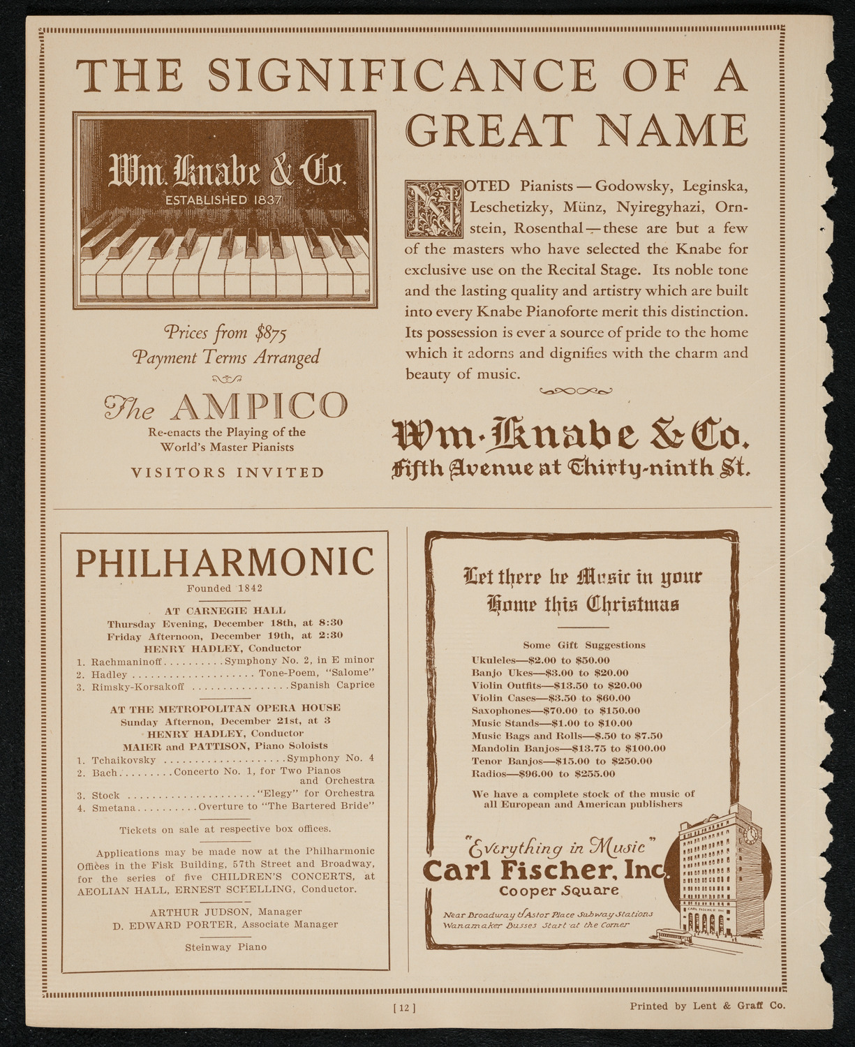 Philadelphia Orchestra, December 16, 1924, program page 12