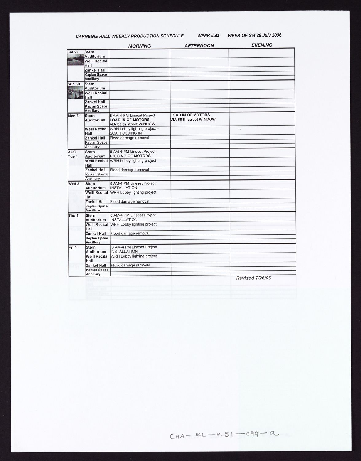 Carnegie Hall Booking Ledger, volume 51, page 99a