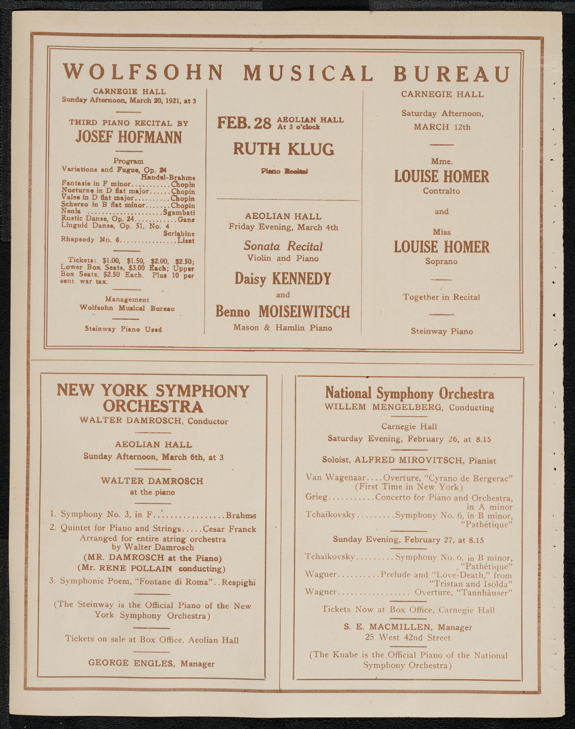 National Symphony Orchestra, February 24, 1921, program page 8