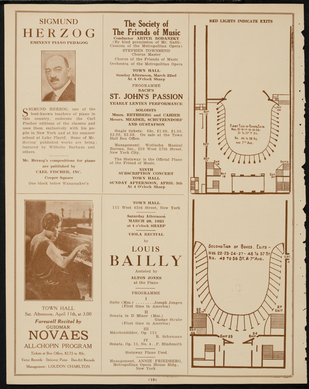 New York Philharmonic, March 22, 1925, program page 10