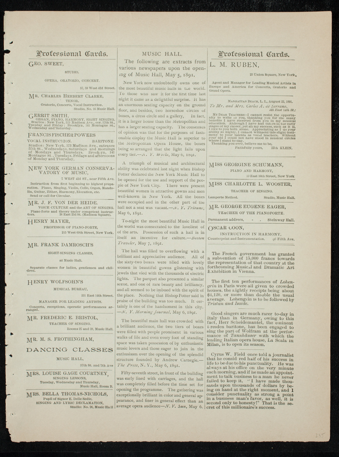 Students of J.C. Woloff, November 27, 1891, program page 11