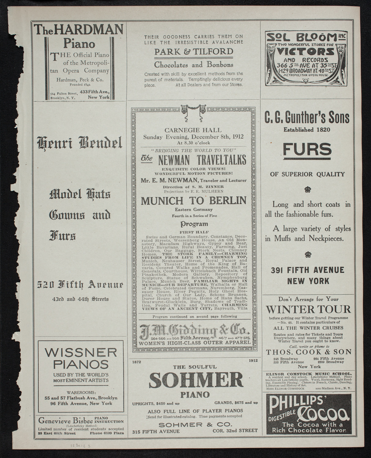 Newman Traveltalks: Munich to Berlin, December 8, 1912, program page 5