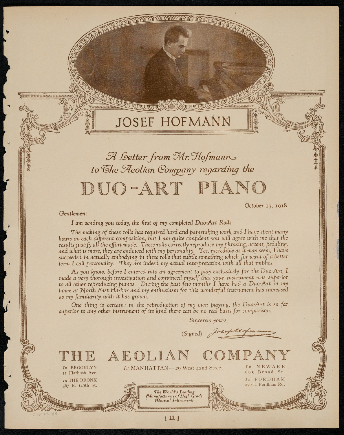 New York Symphony Orchestra, February 16, 1922, program page 11