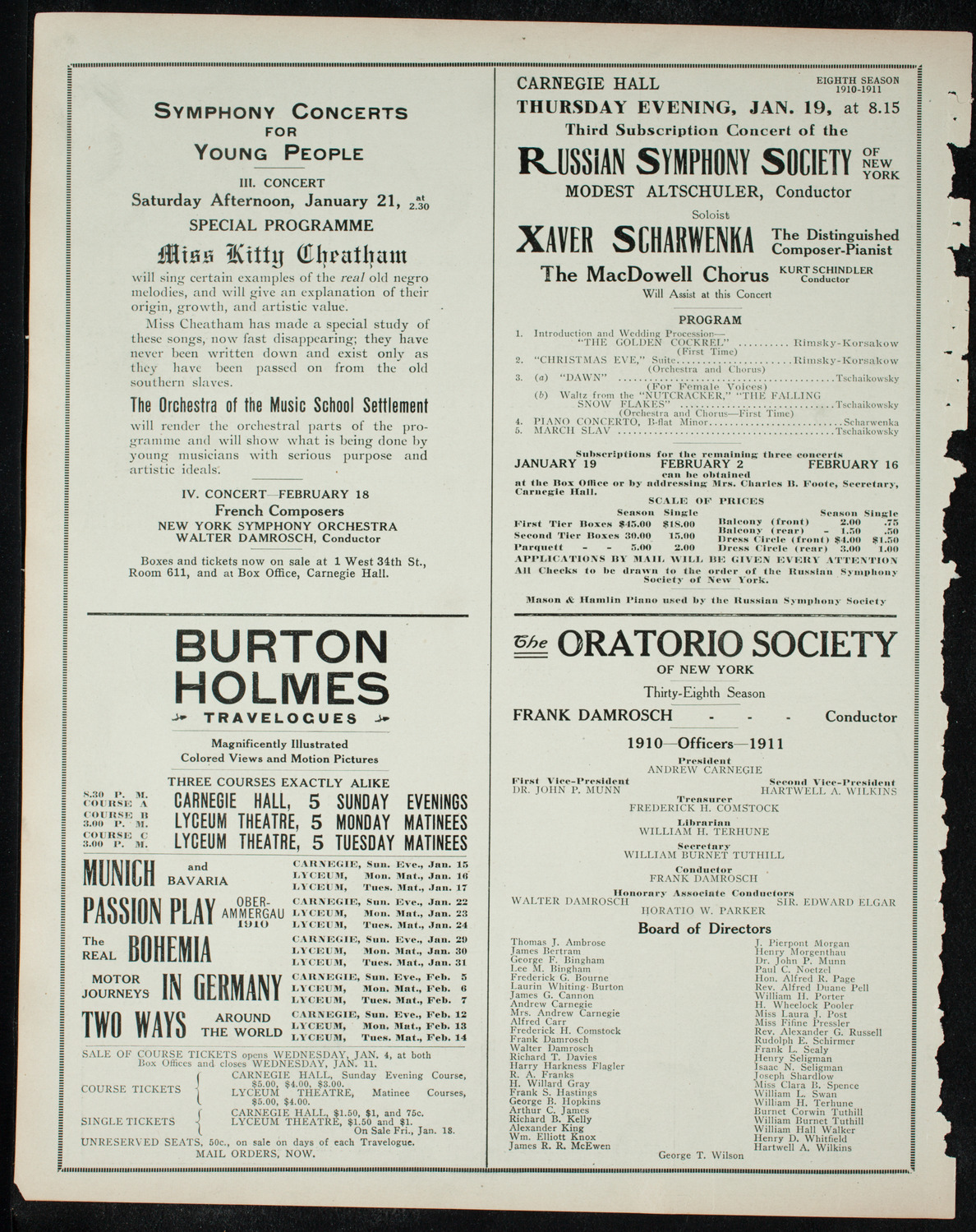 New York Philharmonic, December 27, 1910, program page 10