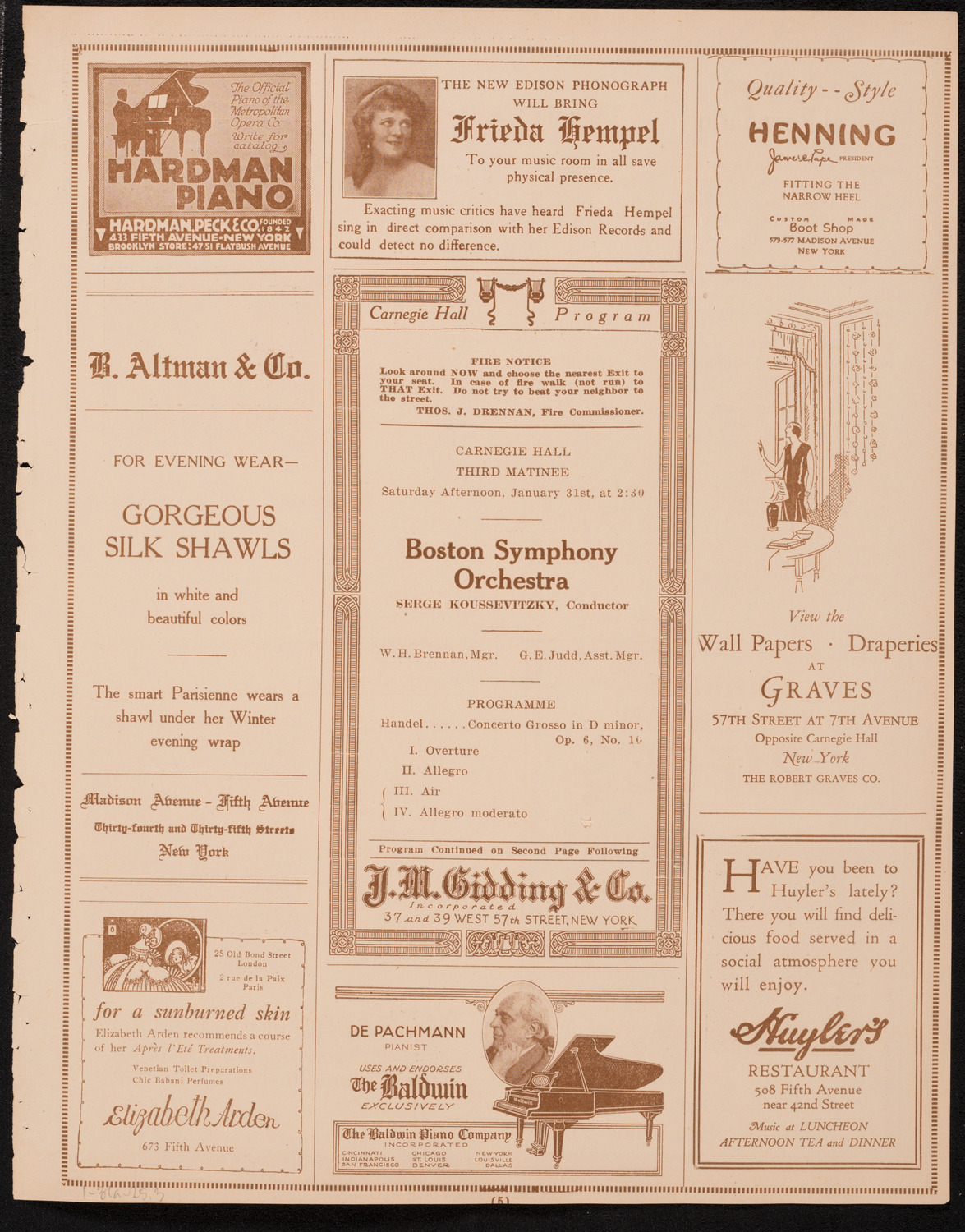 Boston Symphony Orchestra, January 31, 1925, program page 5