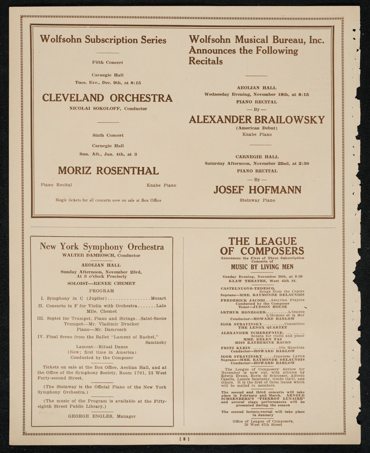 Philadelphia Orchestra, November 18, 1924, program page 8