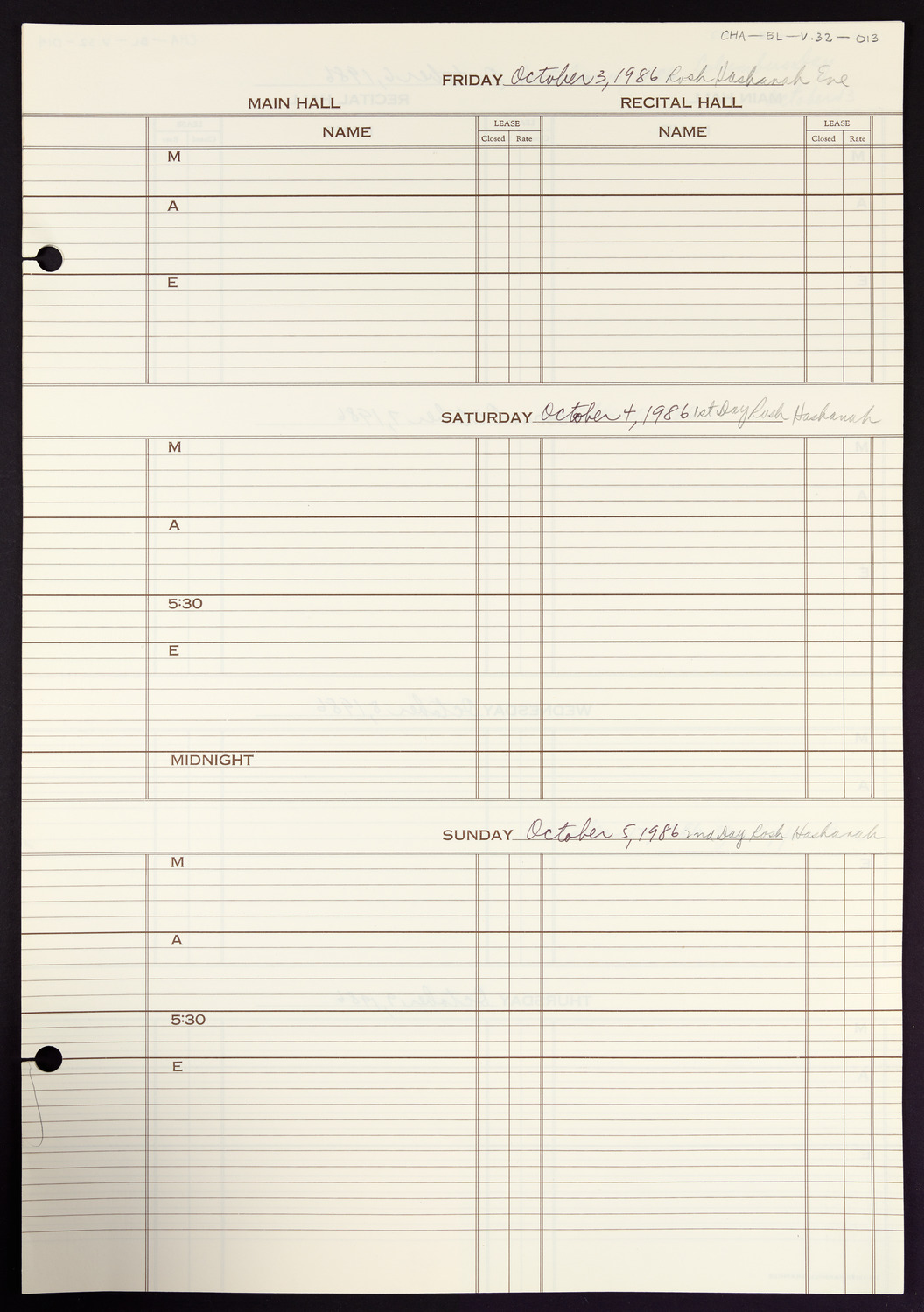 Carnegie Hall Booking Ledger, volume 32, page 13