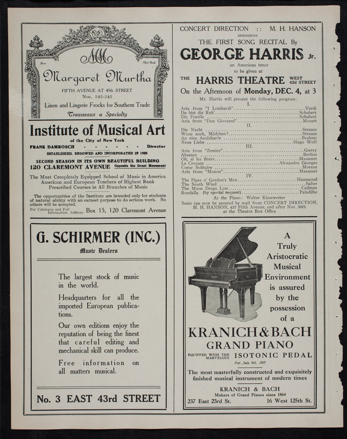 Benefit: Children of the Masonic Home, November 25, 1911, program page 6