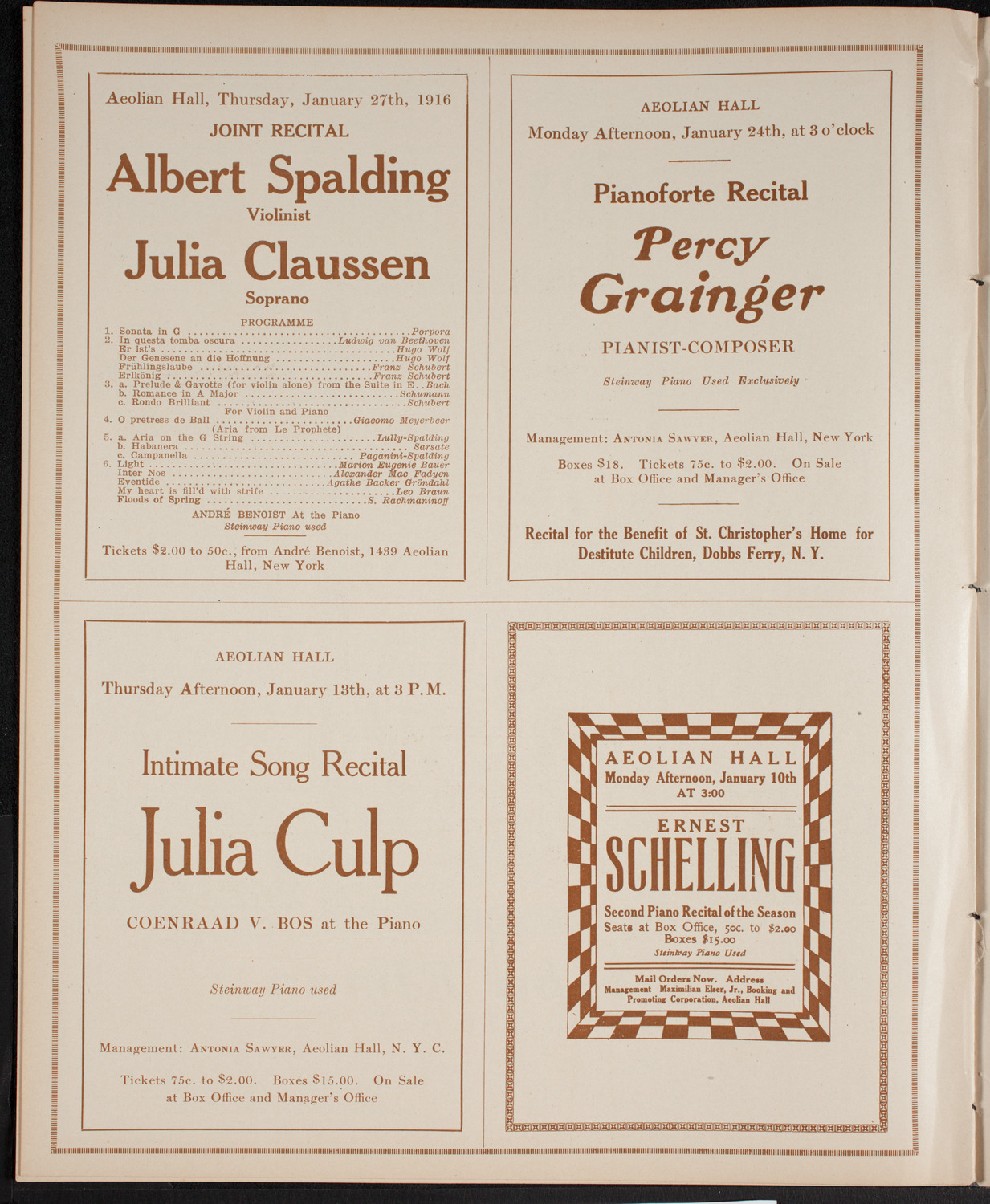 New York Philharmonic, January 9, 1916, program page 10