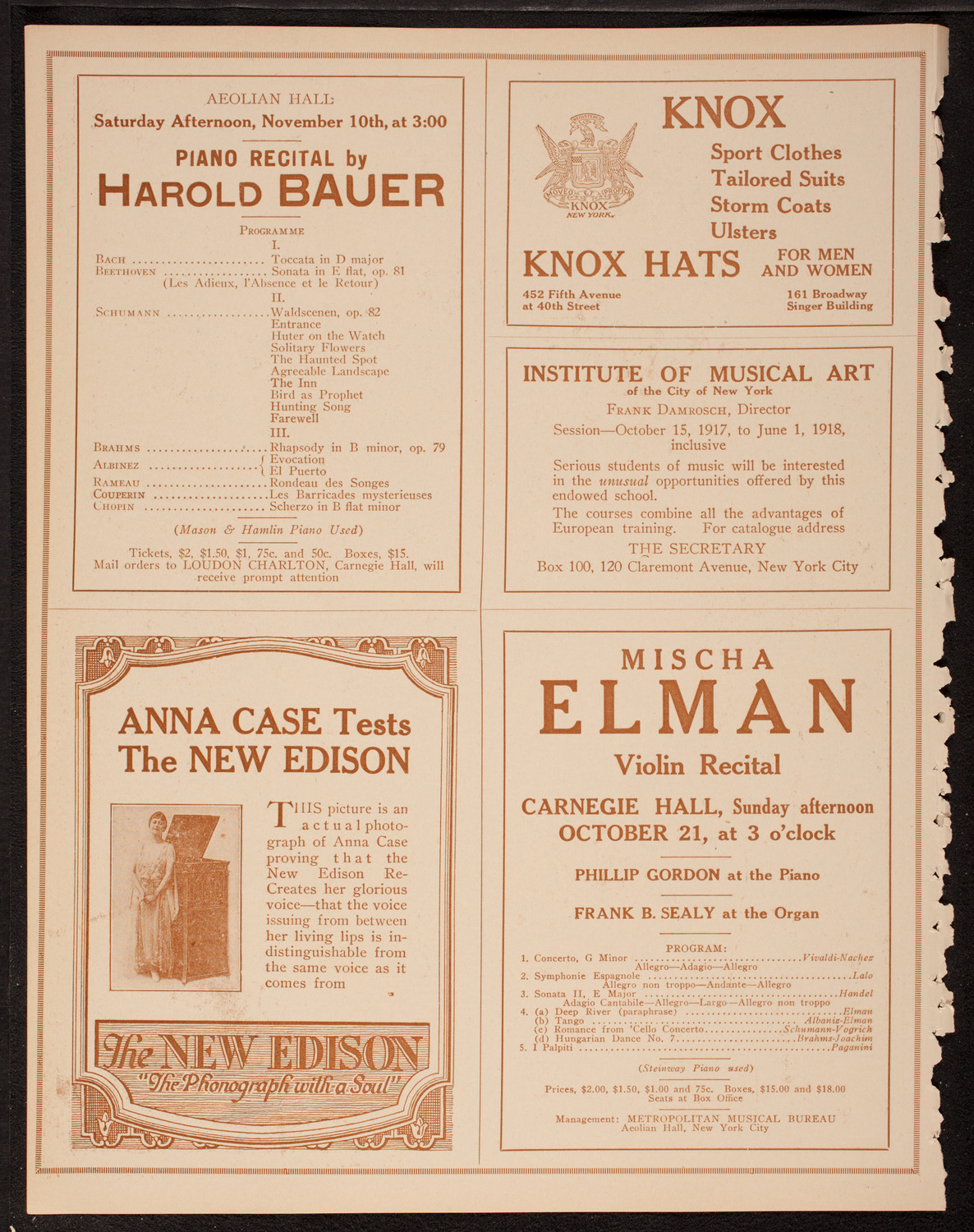 Leopold Godowsky, Piano, October 20, 1917, program page 2