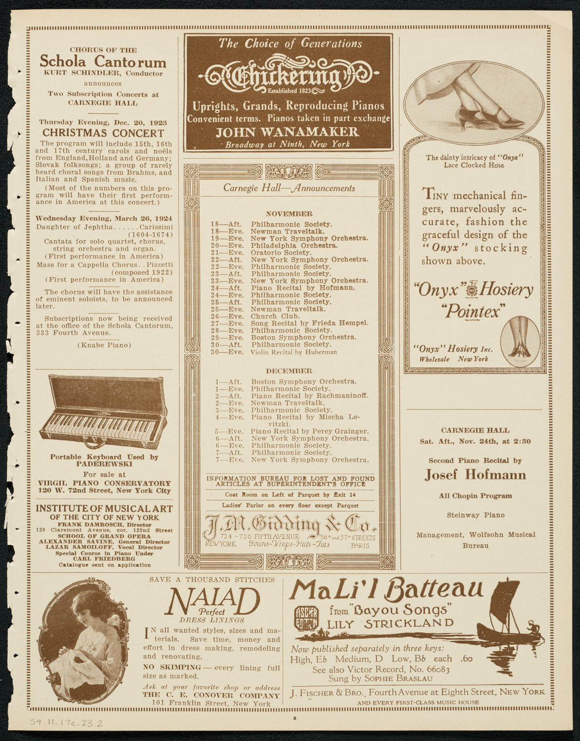 Duncan Dancers, November 17, 1923, program page 3