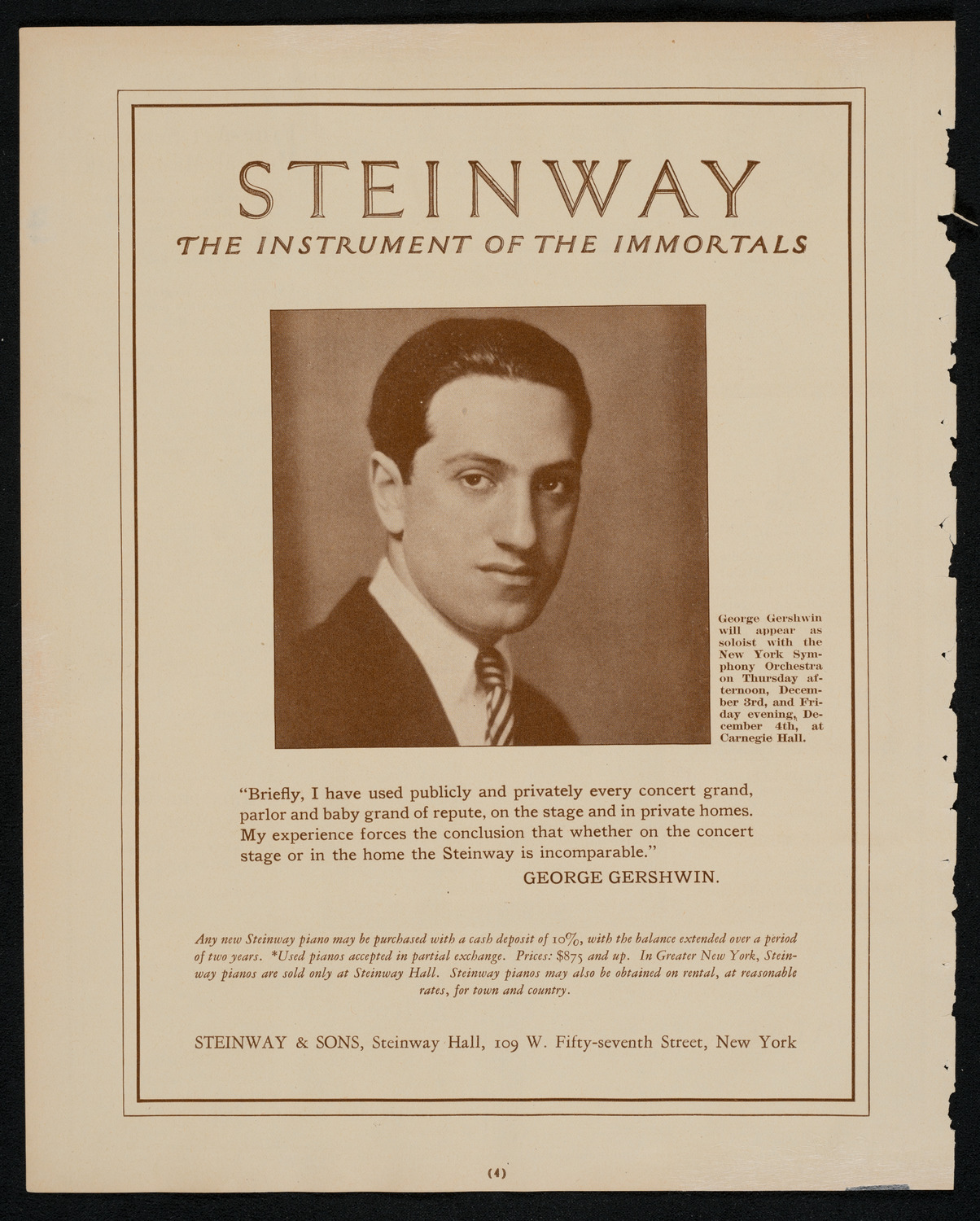 New York Symphony Orchestra, December 3, 1925, program page 4