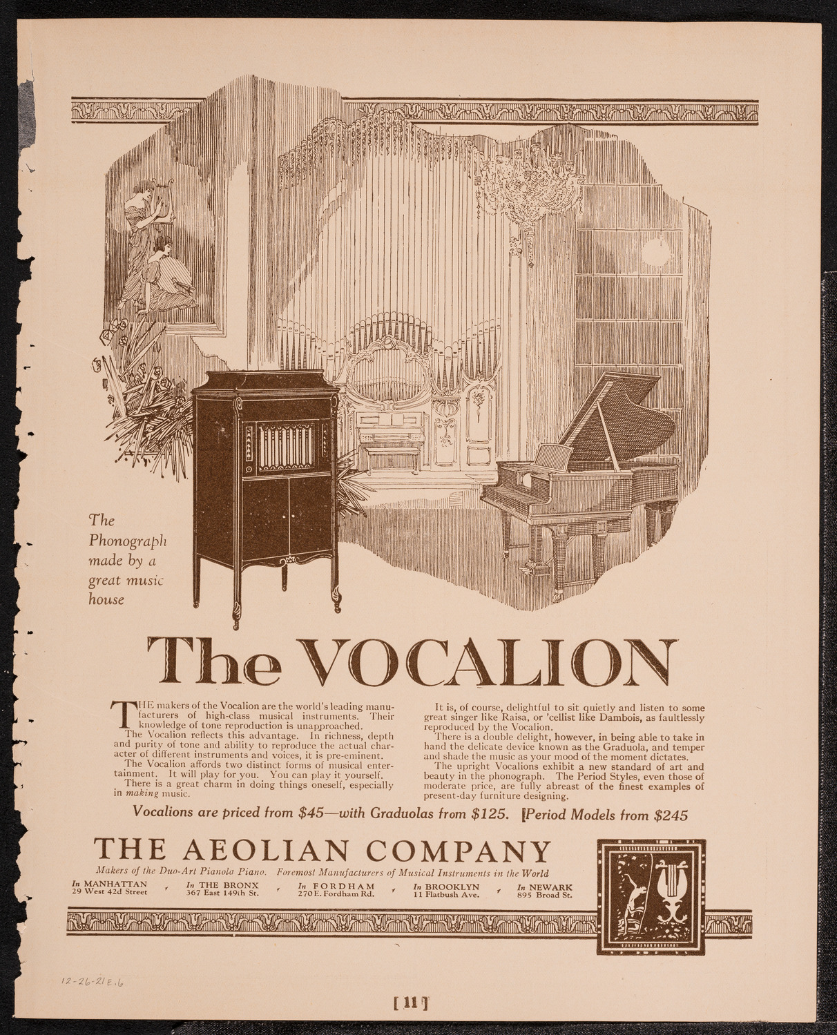 Harvard University Orchestra, December 26, 1921, program page 11