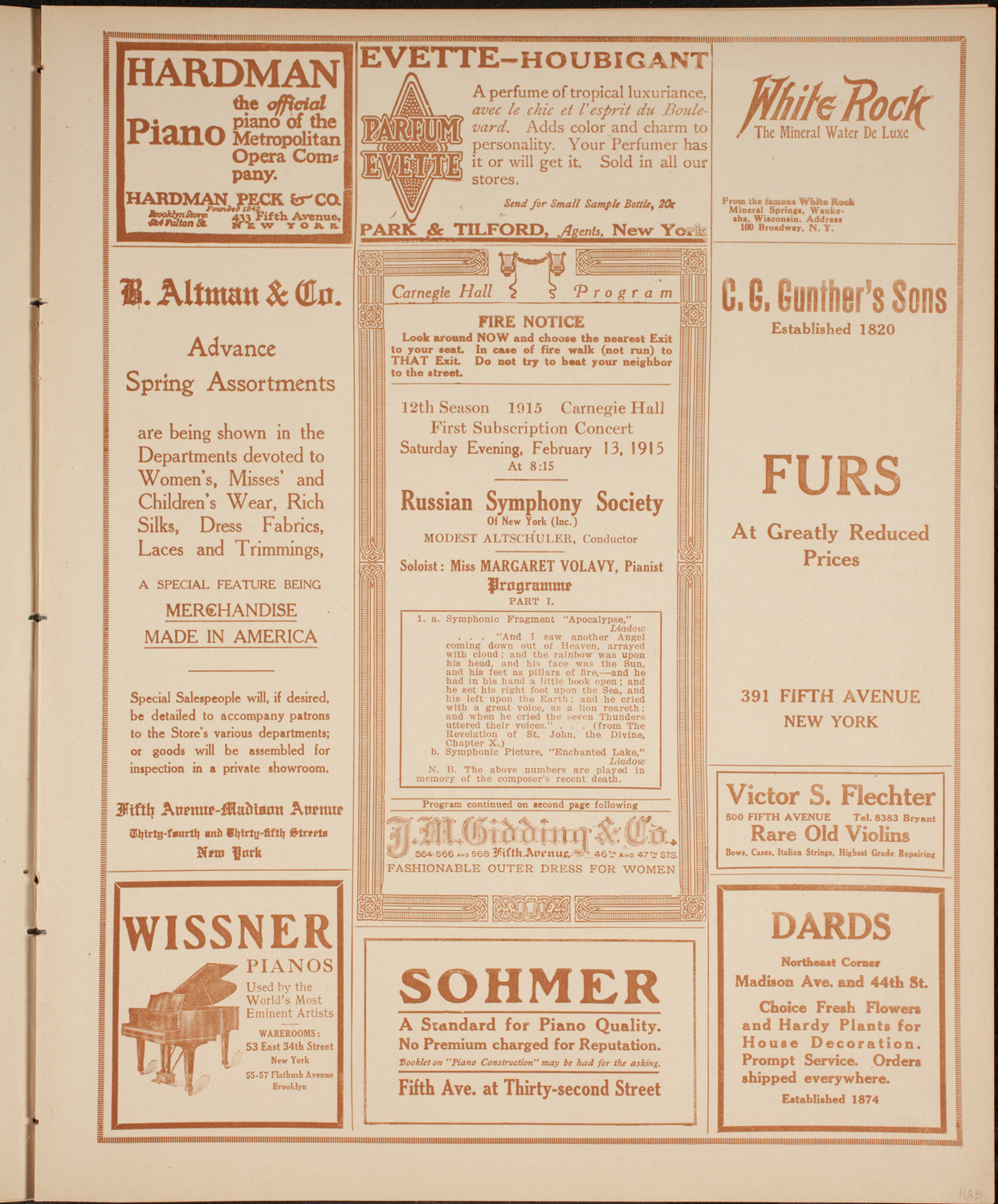 Russian Symphony Society of New York, February 13, 1915, program page 5