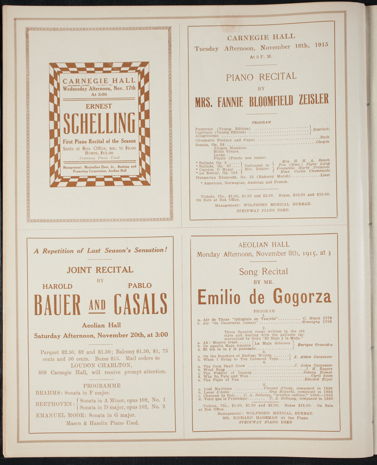 Boston Symphony Orchestra, November 4, 1915, program page 10