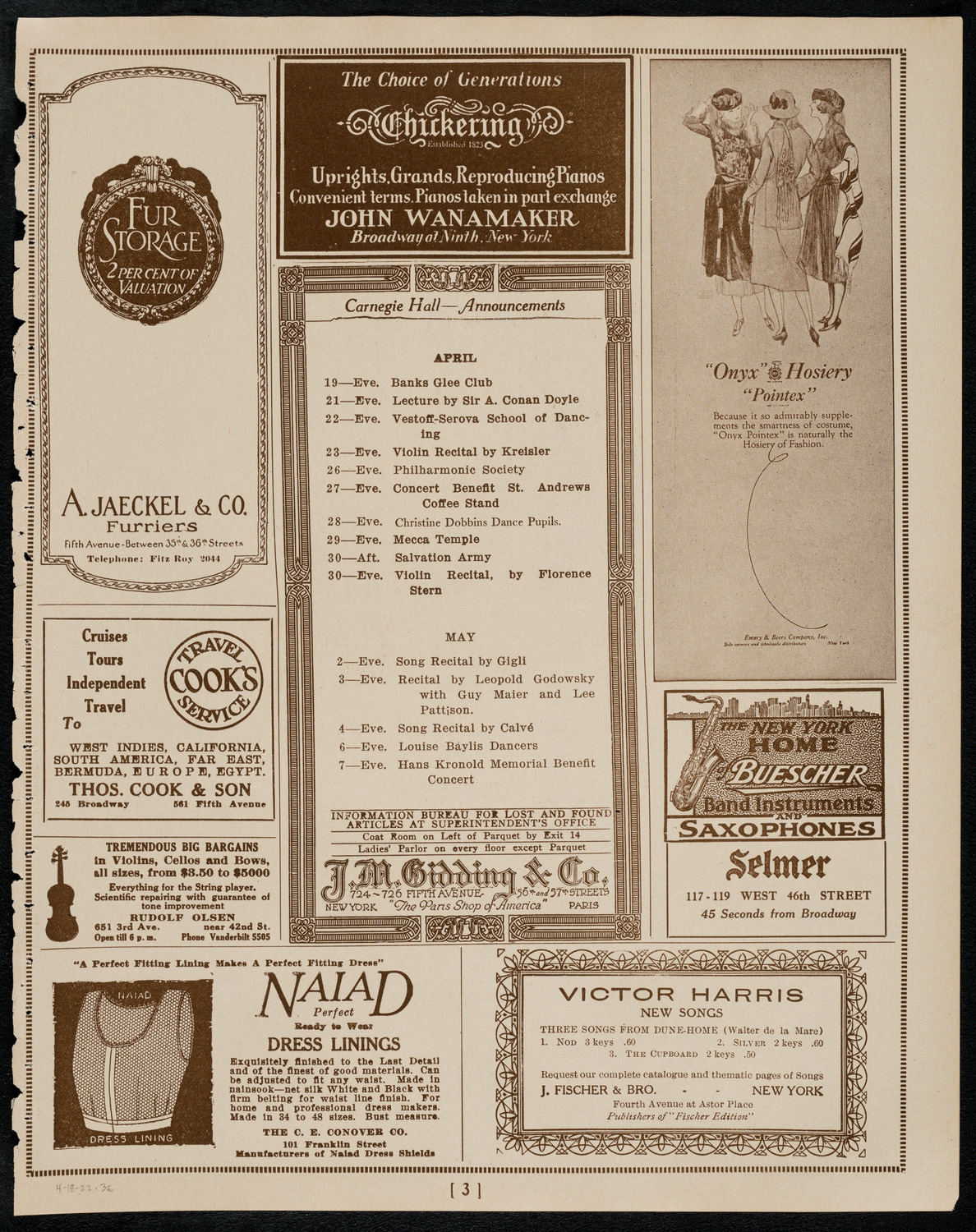 Philadelphia Orchestra, April 18, 1922, program page 3