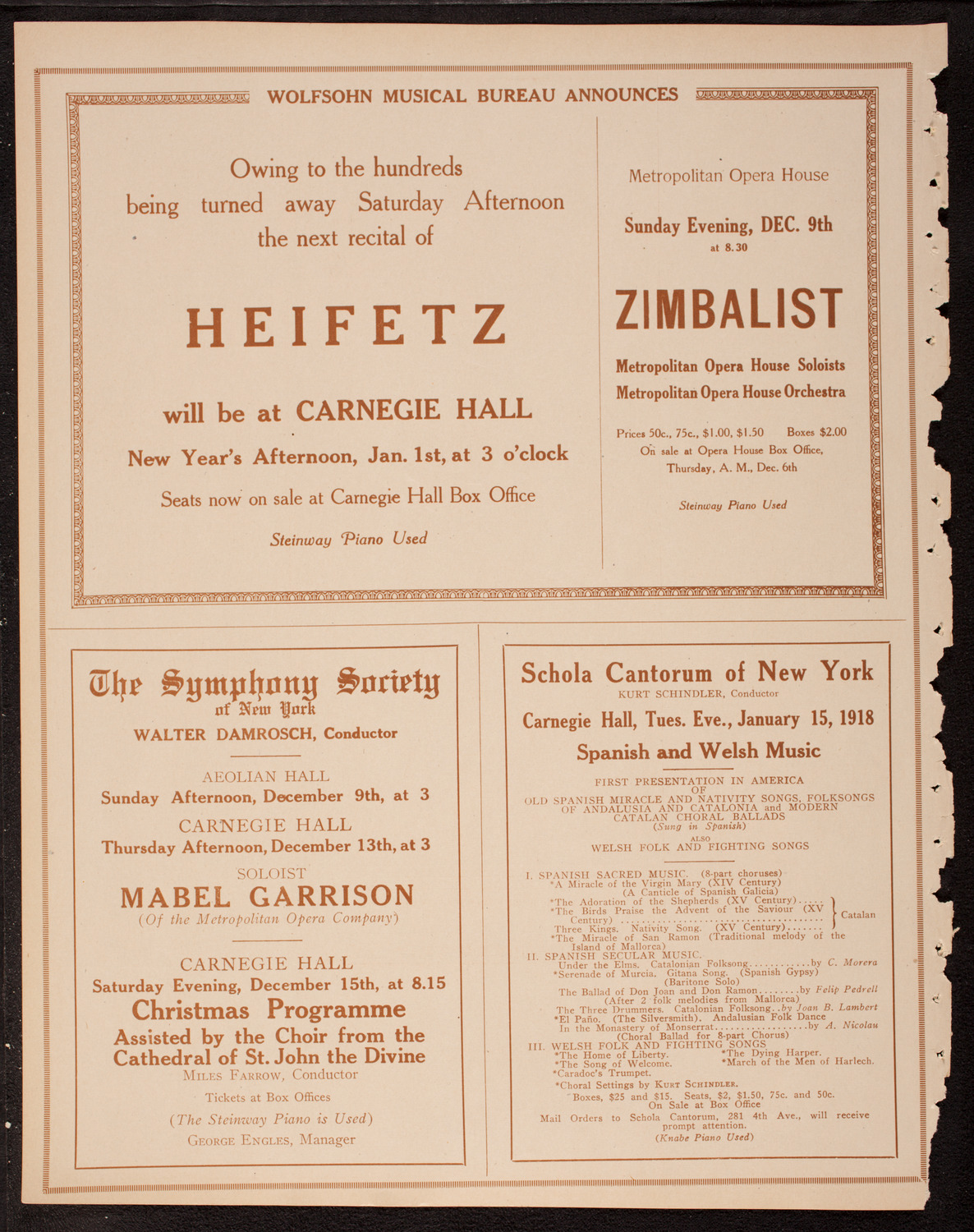 New York Symphony Orchestra, December 6, 1917, program page 8