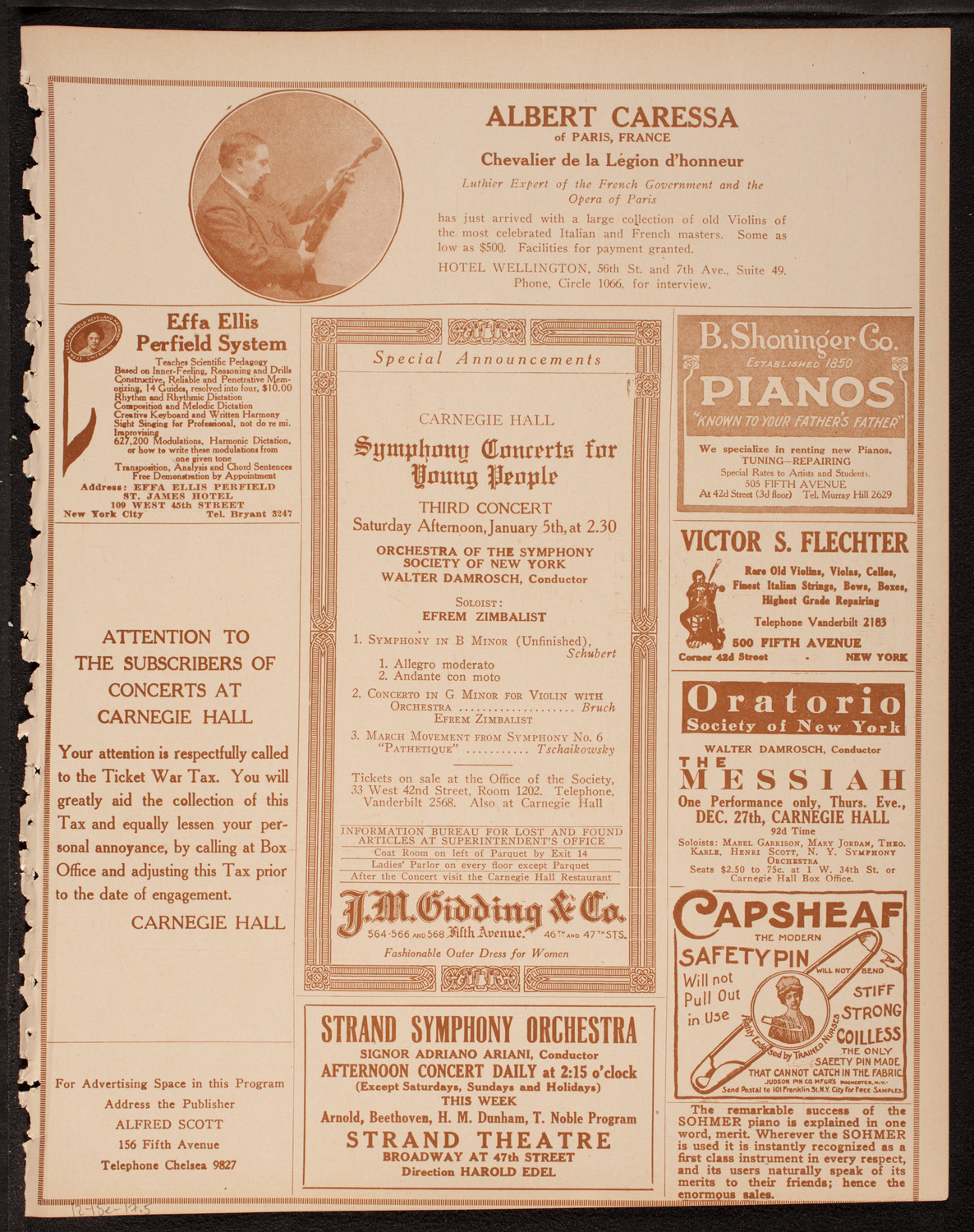 New York Symphony Orchestra, December 15, 1917, program page 9