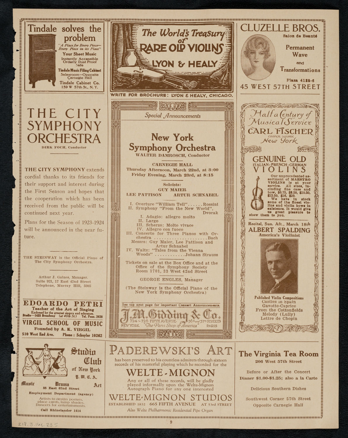 Josef and Rosina Lhévinne, March 16, 1923, program page 9