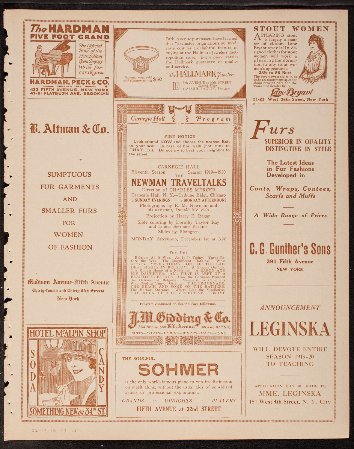 Newman Traveltalks: Belgium, December 1, 1919, program page 5