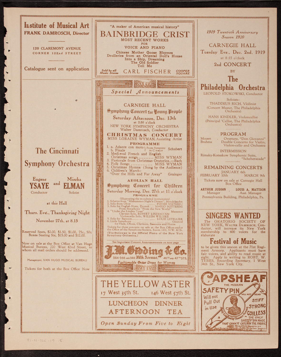 Nina Tarasova, Folk Singer, November 22, 1919, program page 9