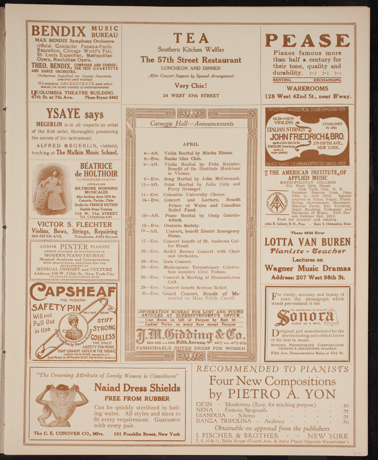 Olga Carrara, Soprano, April 4, 1916, program page 3