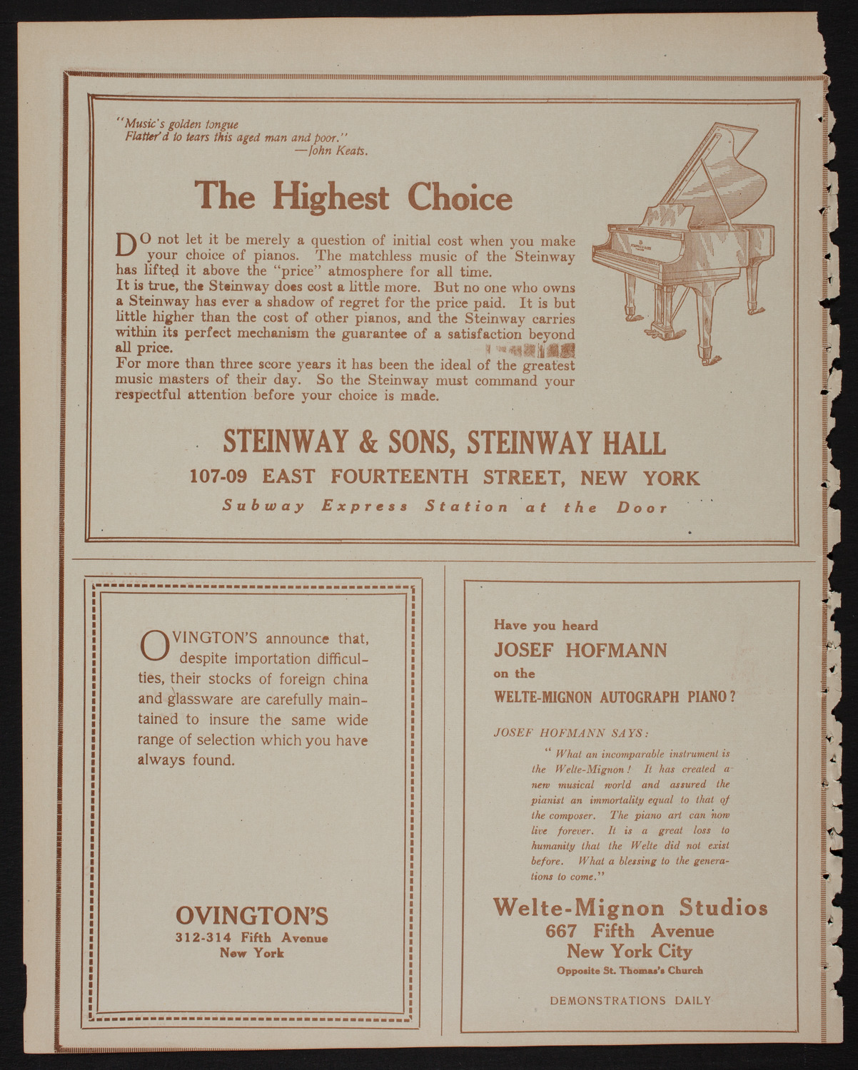 John McCormack, Tenor, March 31, 1918, program page 4