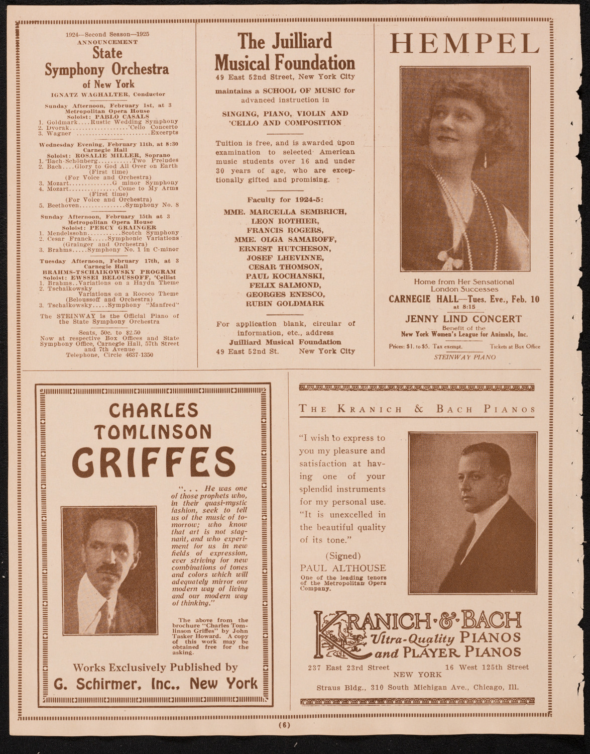 New York Philharmonic Students' Concert, January 28, 1925, program page 6