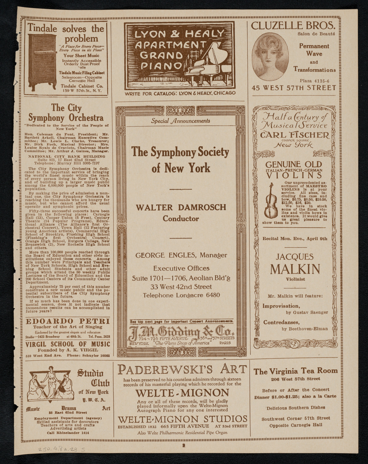 Reinald Werrenrath, Baritone, April 8, 1923, program page 9