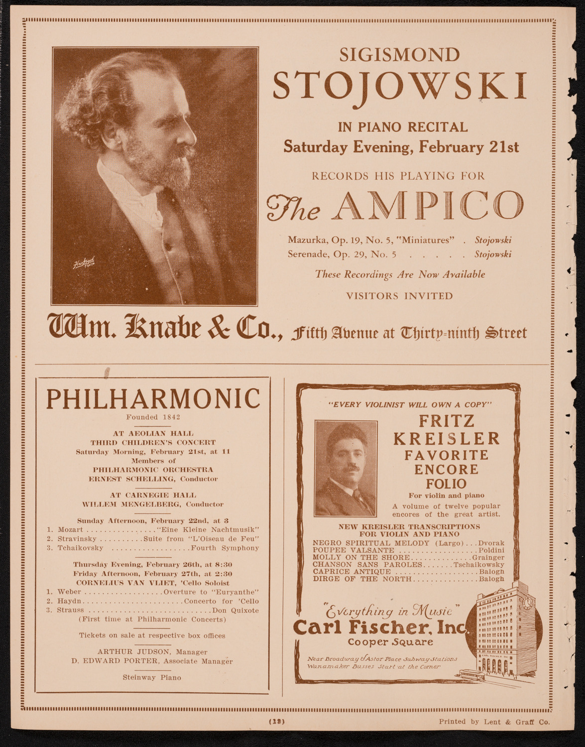 New York Philharmonic, February 19, 1925, program page 12