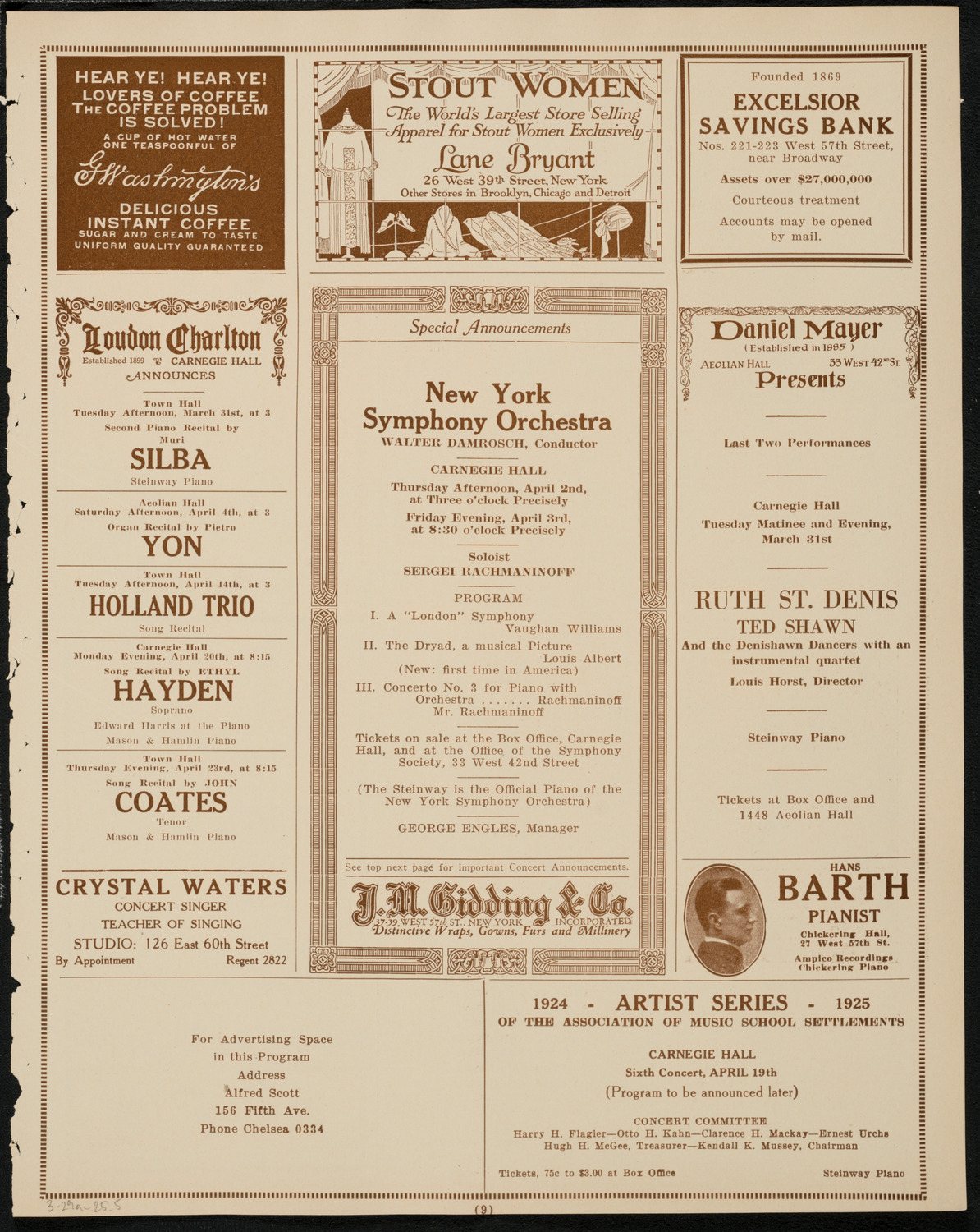 Vicente Ballester, Baritone, March 29, 1925, program page 9