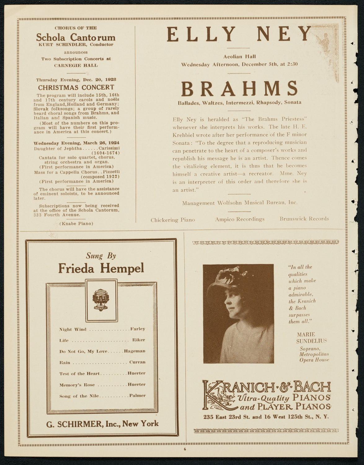 New York Philharmonic, November 24, 1923, program page 6