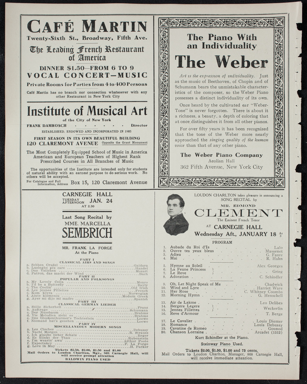 New York Symphony Orchestra: Benefit for the Council of Jewish Women, New York Section, January 14, 1911, program page 6