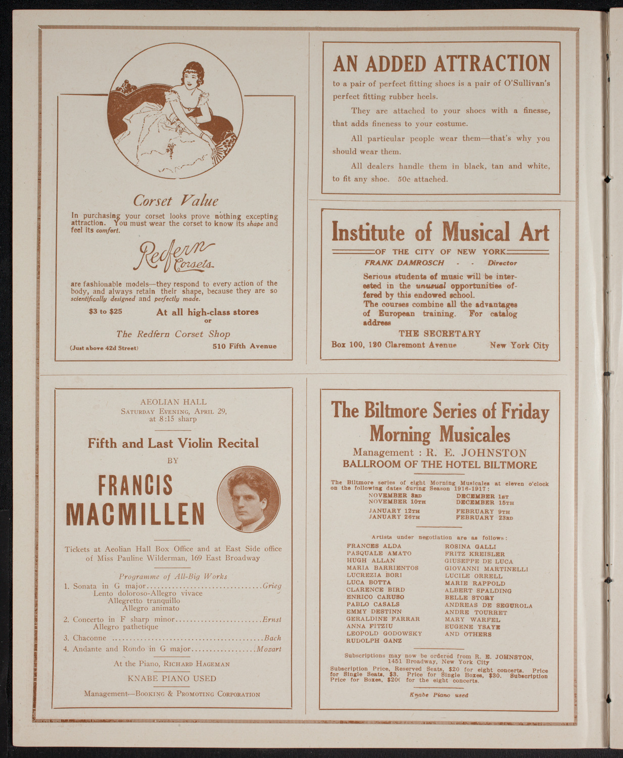 Oratorio Society of New York, April 15, 1916, program page 2