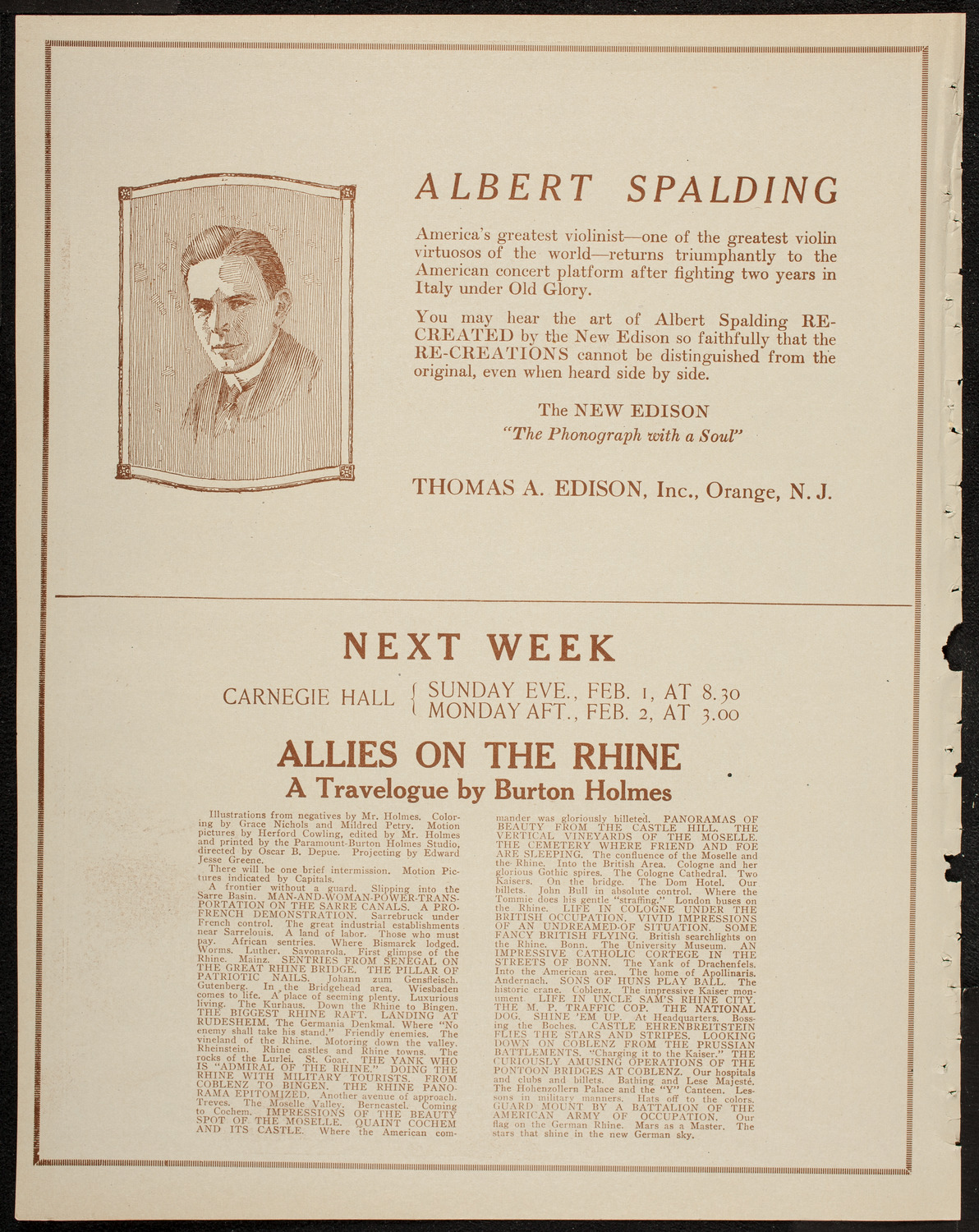 Burton Holmes Travelogue: Alsace-Lorraine, January 26, 1920, program page 2