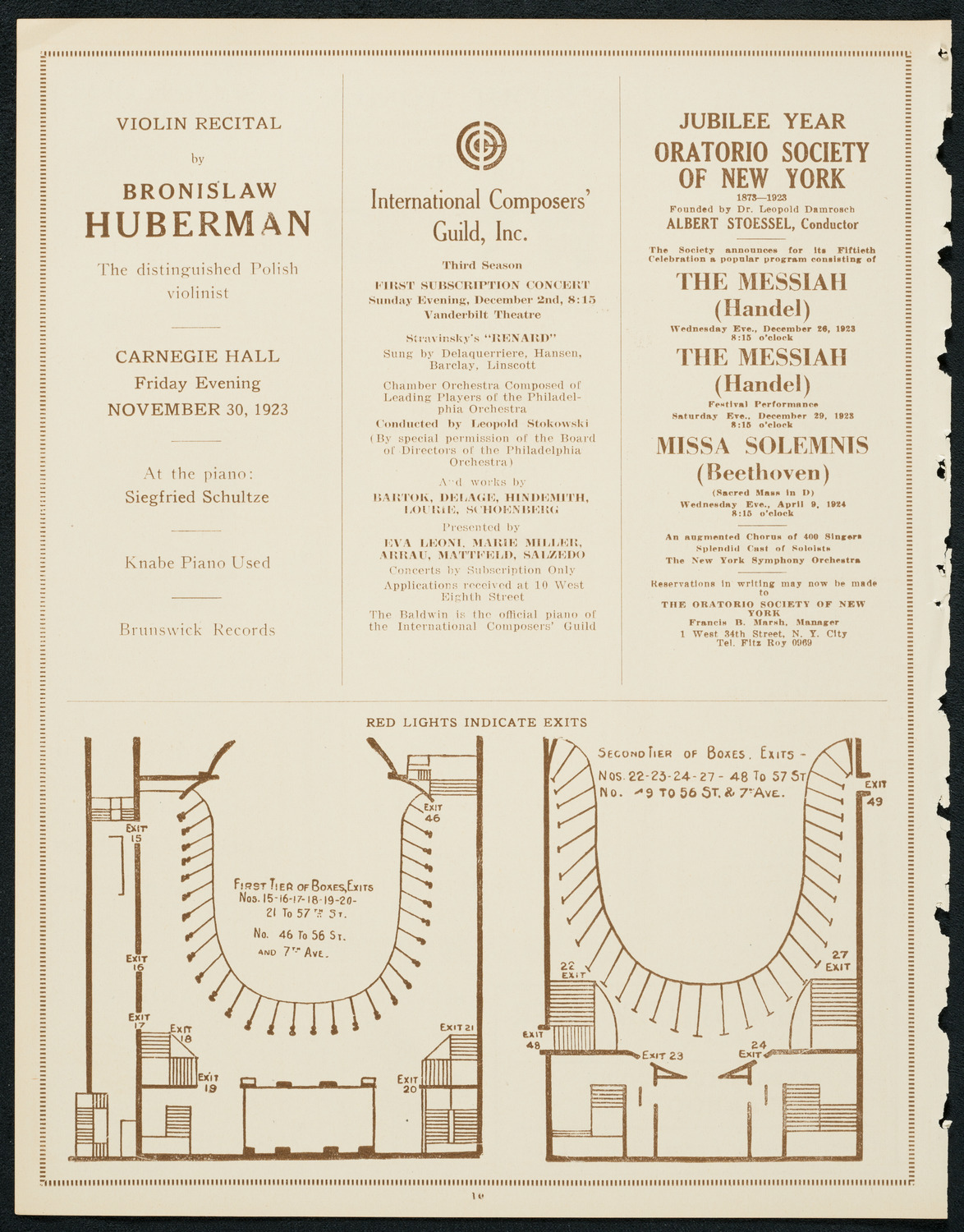 New York Philharmonic, November 22, 1923, program page 10