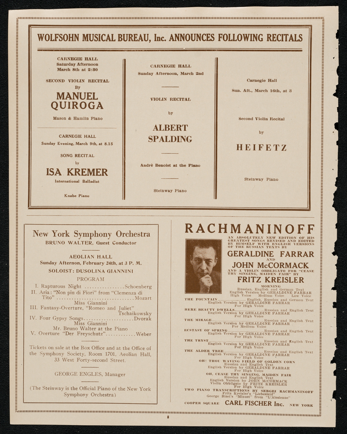 Max Barnett, Piano, February 20, 1924, program page 8