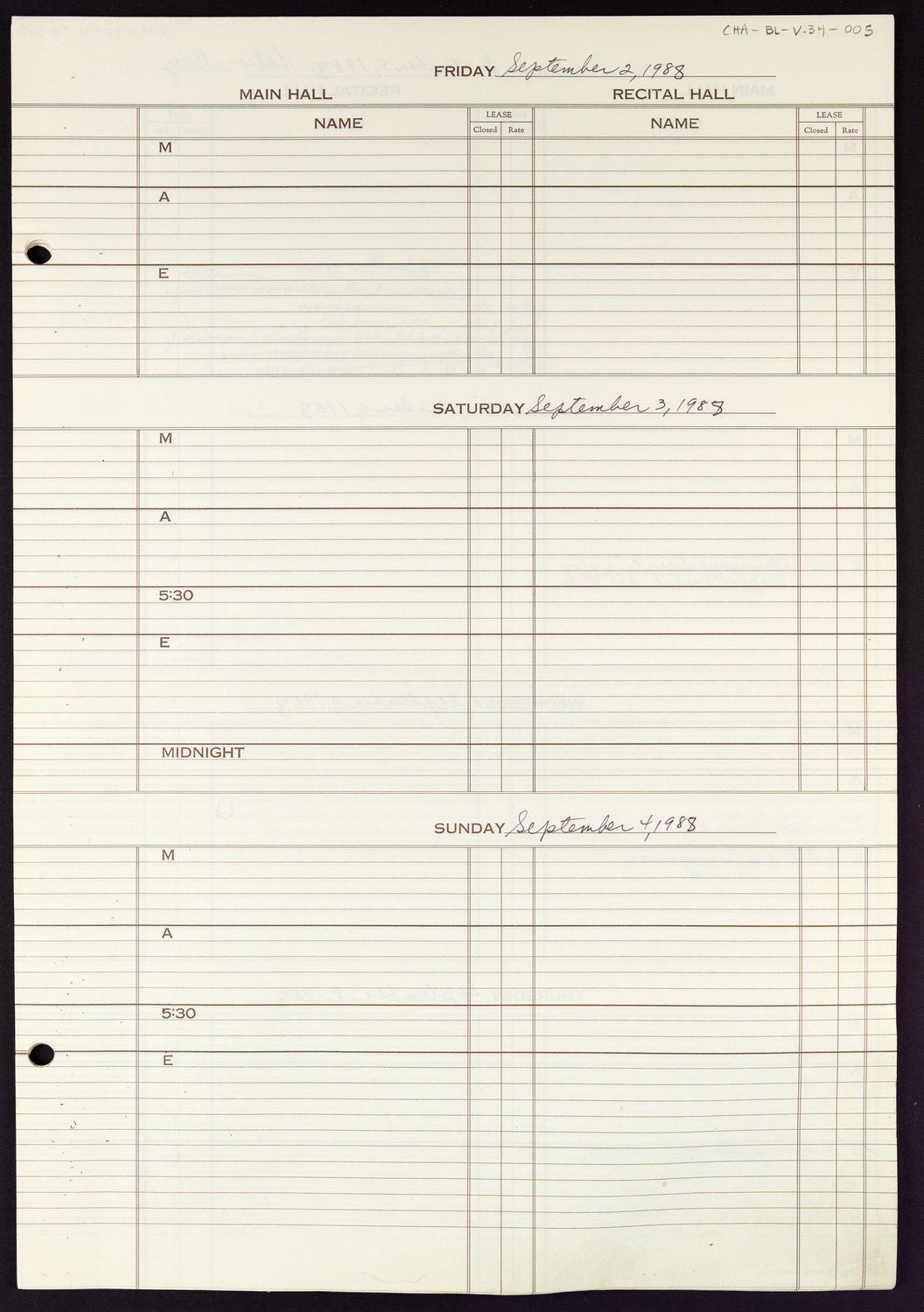 Carnegie Hall Booking Ledger, volume 34, page 5