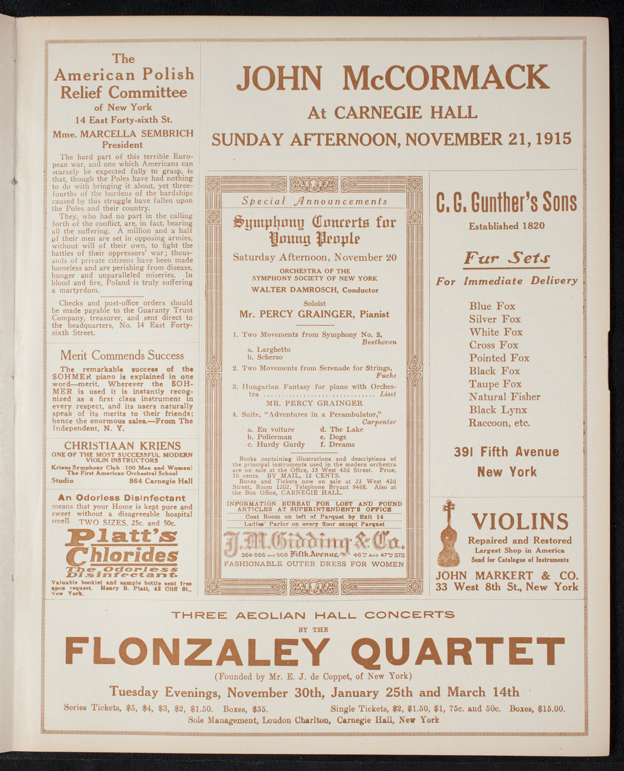Ernest Schelling, Piano, November 17, 1915, program page 7