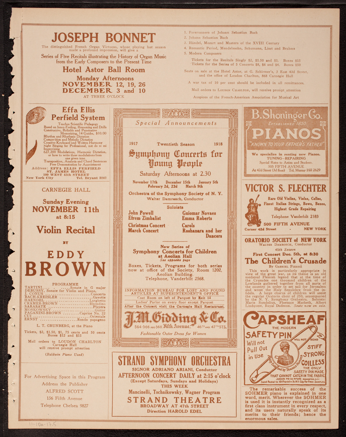 Boston Symphony Orchestra, November 10, 1917, program page 9