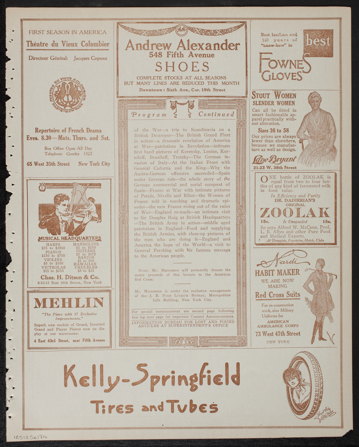 Lecture by Isaac F. Marcosson, January 25, 1918, program page 7